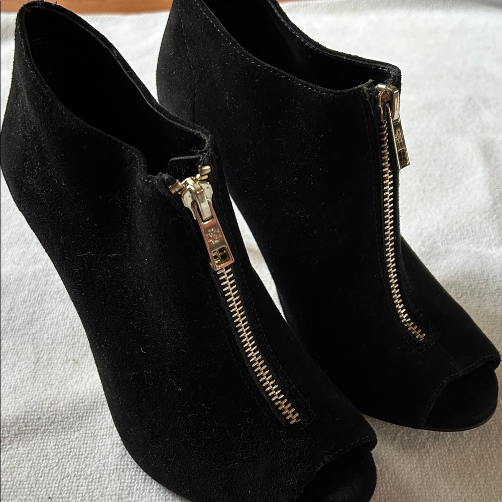 Ann Taylor Black Peep-Toe Ankle Booties